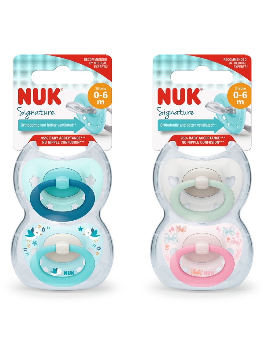 Succhietto signature silicone 0-6 2pz colori assortiti  -nuk