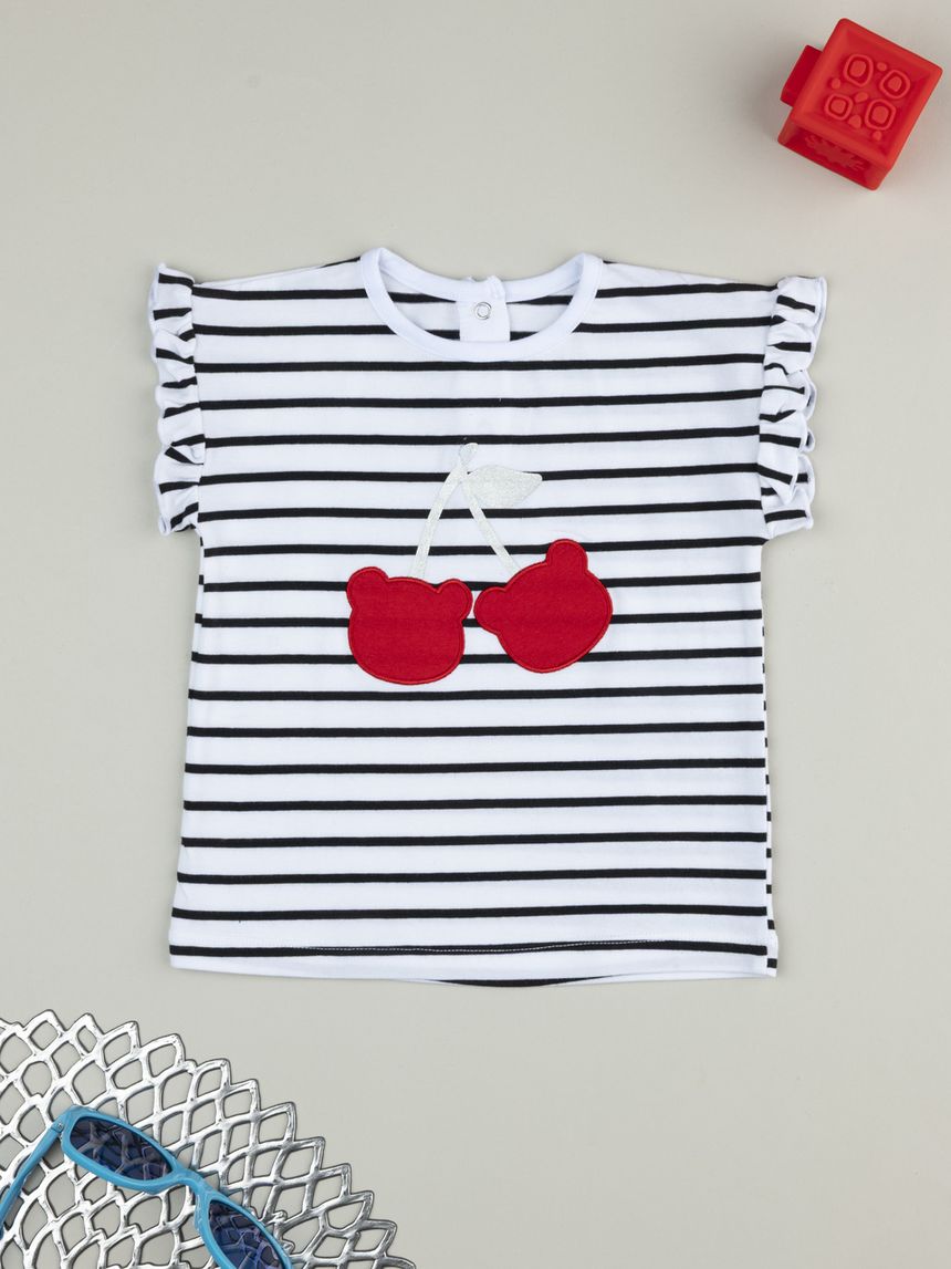 T-shirt bimba rigata blu