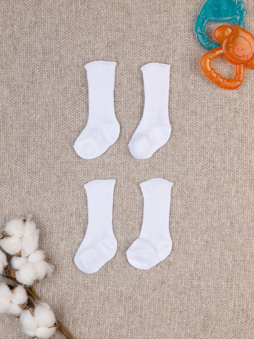 Pack 2 paia di calzine primi mesi bianche