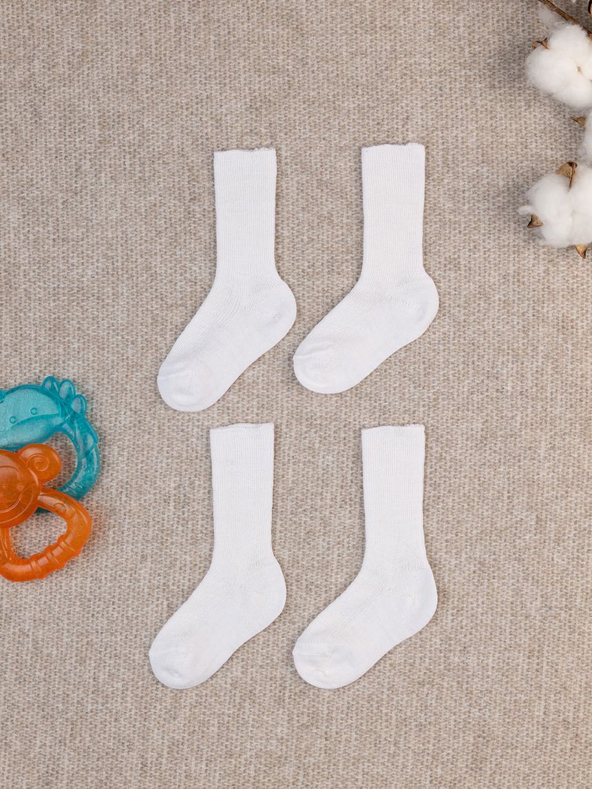 Pack 2 paia calze primi mesi bianchi