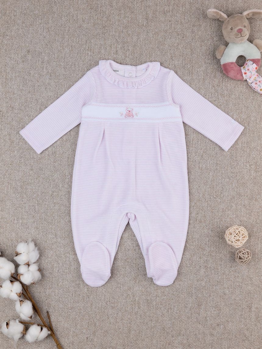 Tutina bimba rosa orsetto ricamato