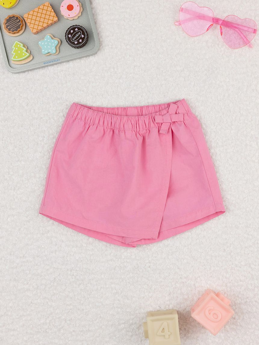 Shorts bimba rosa con fiocco