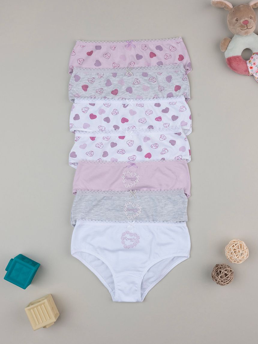 Pack 7 slip bimba cuori