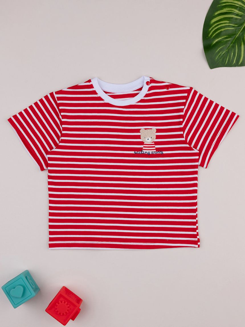 T-shirt bimbo rigata rossa