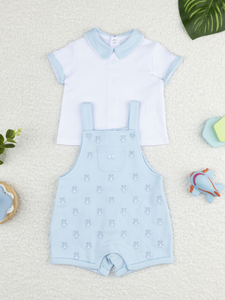Completo bimbo bianco/azzurro orsetti