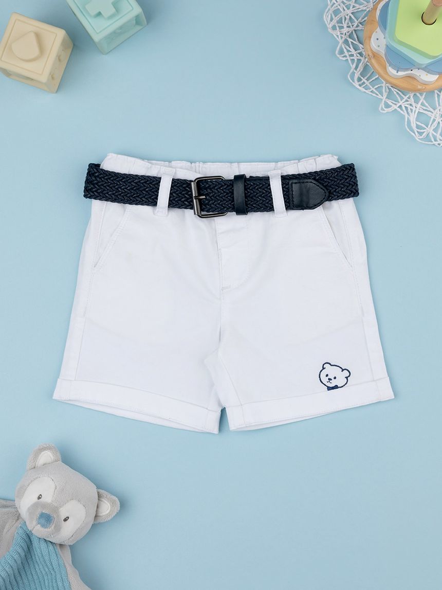 Pantalone twill bimbo bianco con cintura