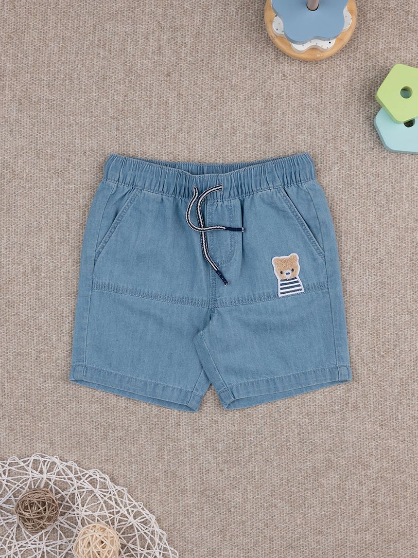 Bermuda bimbo denim chiaro con patch
