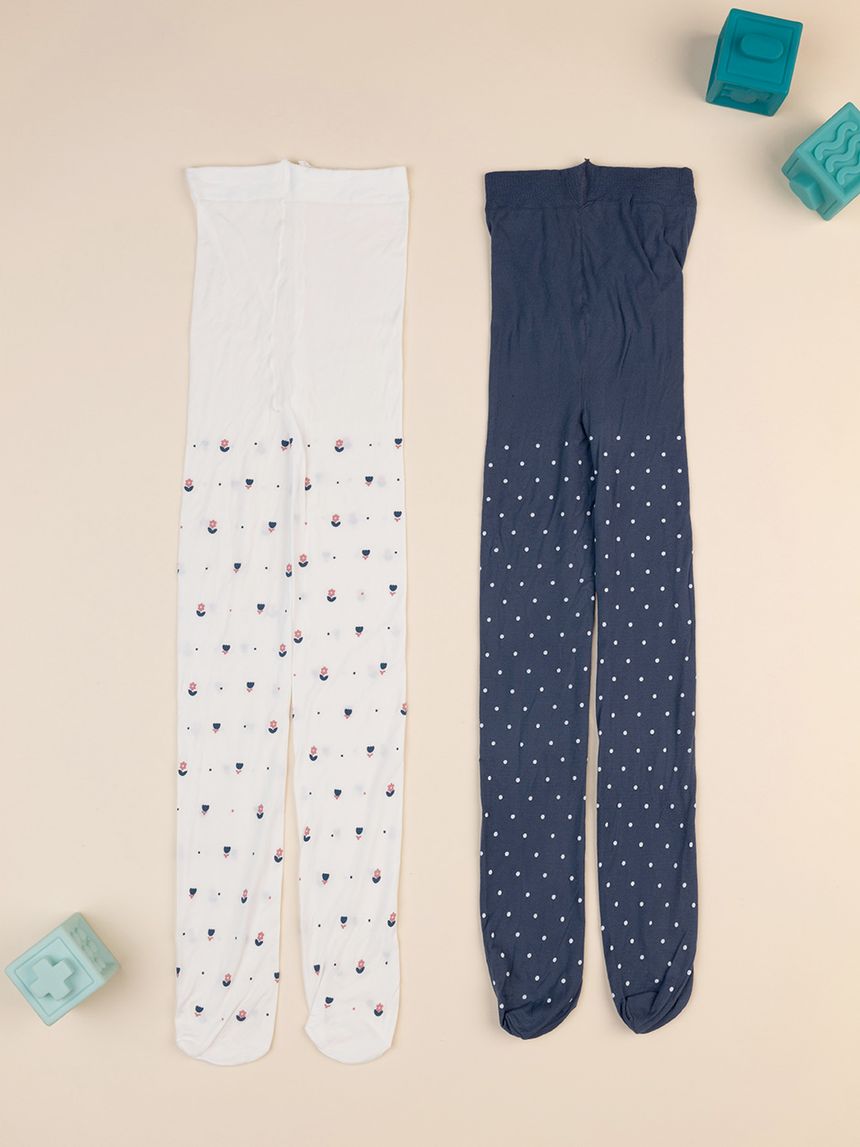 Pack 2 collant bambina "fiori"