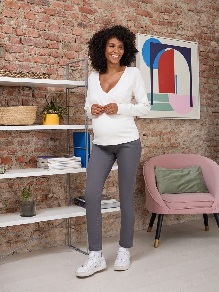 Maglioncino premaman bianco con scollo a v