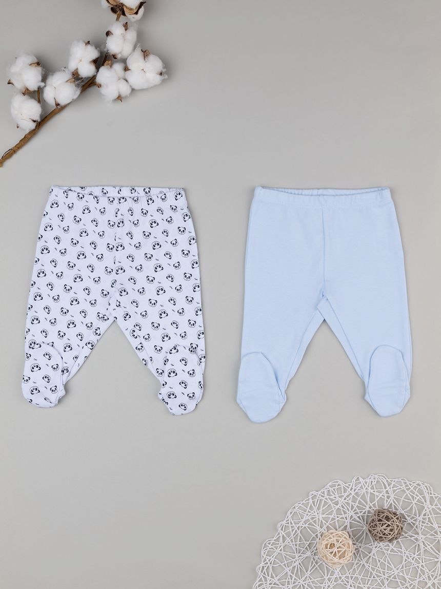 Pack 2 ghette azzurre e bianche con panda