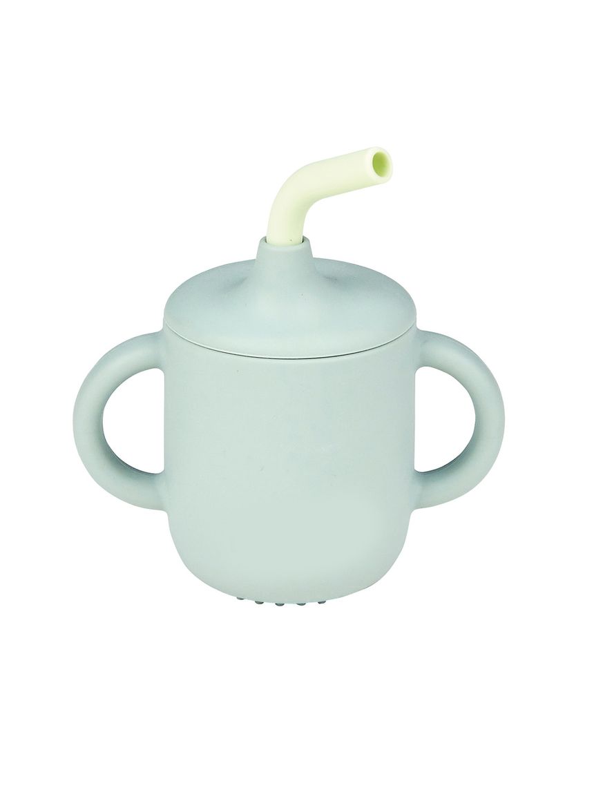 Tazza con cannuccia in silicone verde - nattou