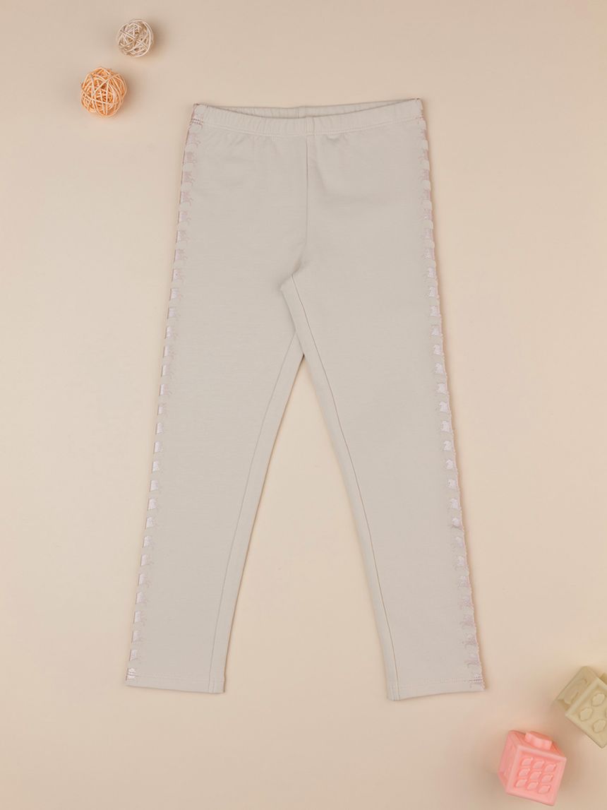 Leggings beige bande laterali
