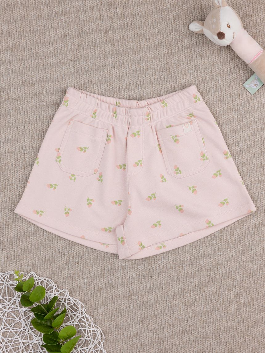 Short bimba rosa tulipani allover