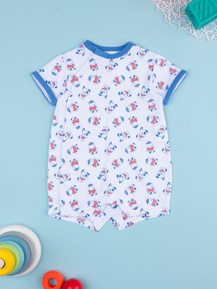 Tutina bimbo bianco/blu cagnolini