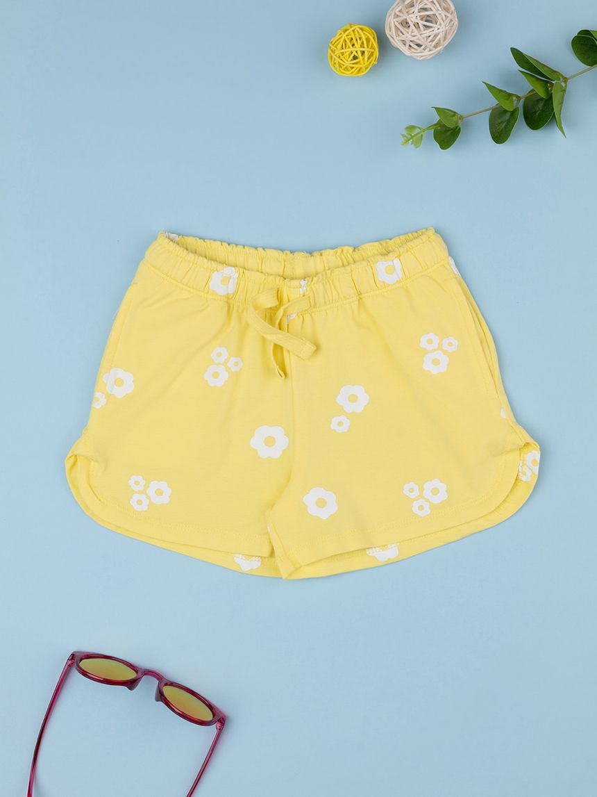 Shorts gialli bambina "fiori"
