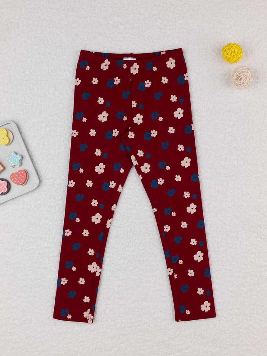 Leggings bordeaux bambina allover