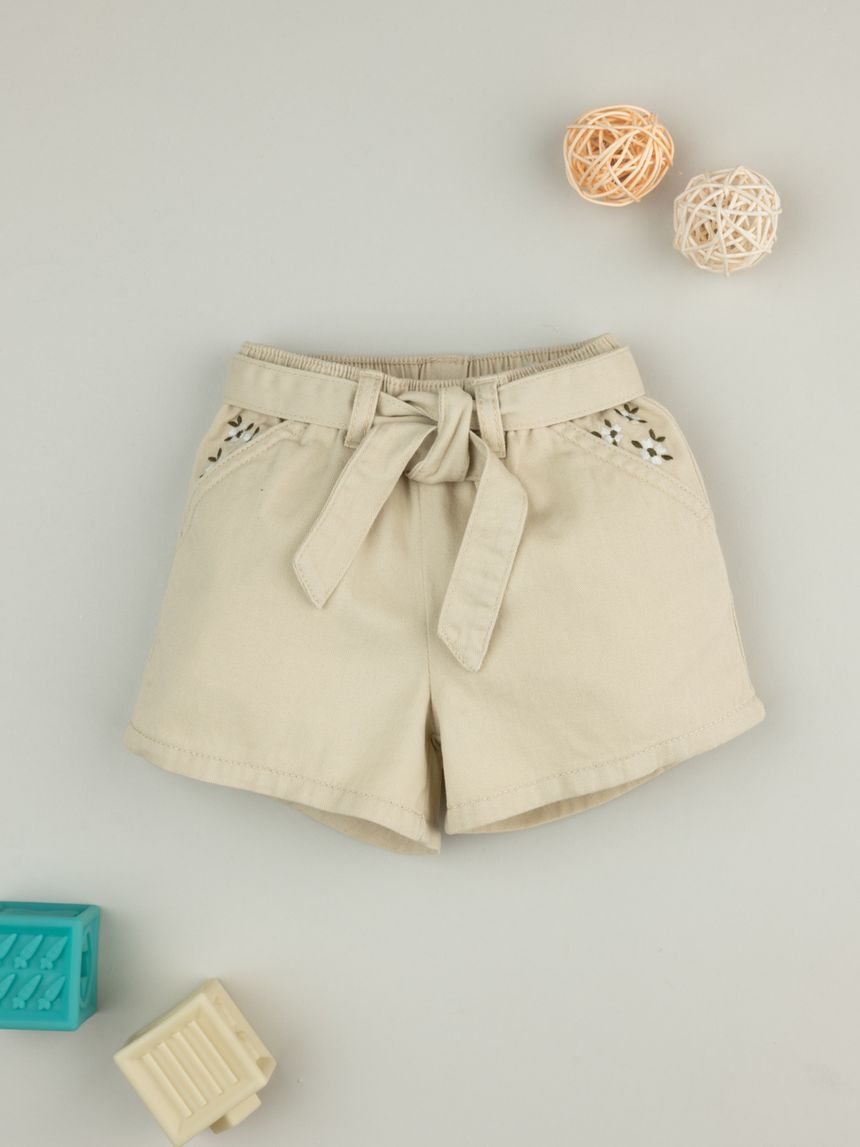 Shorts beige bambina con fusciacca