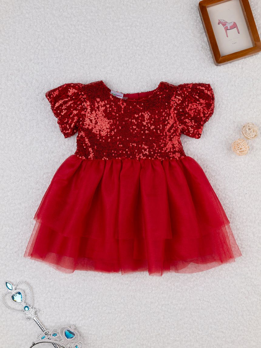 Abito paillettes rosso bimba