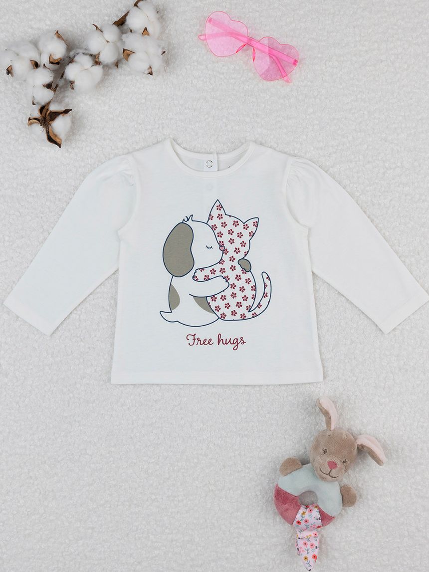 T-shirt bimba bianca con stampa