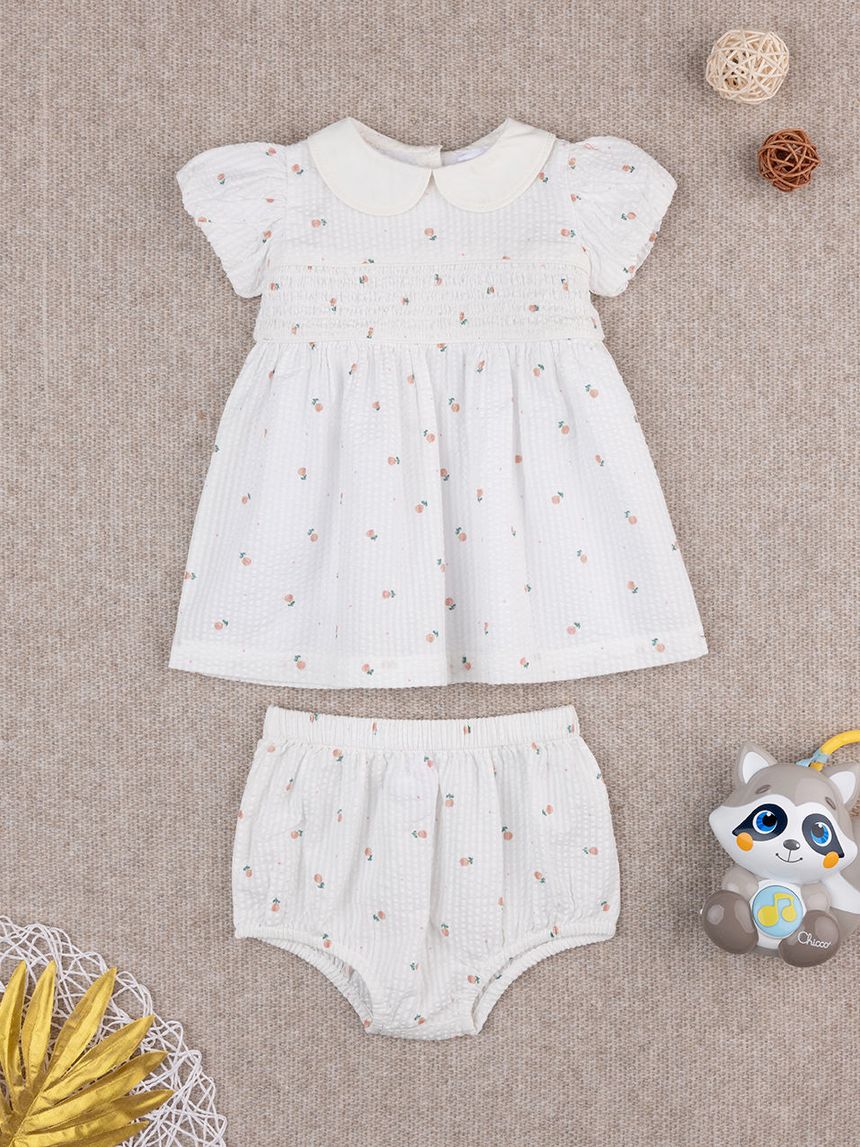 Abito bimba bianco con micro fiori