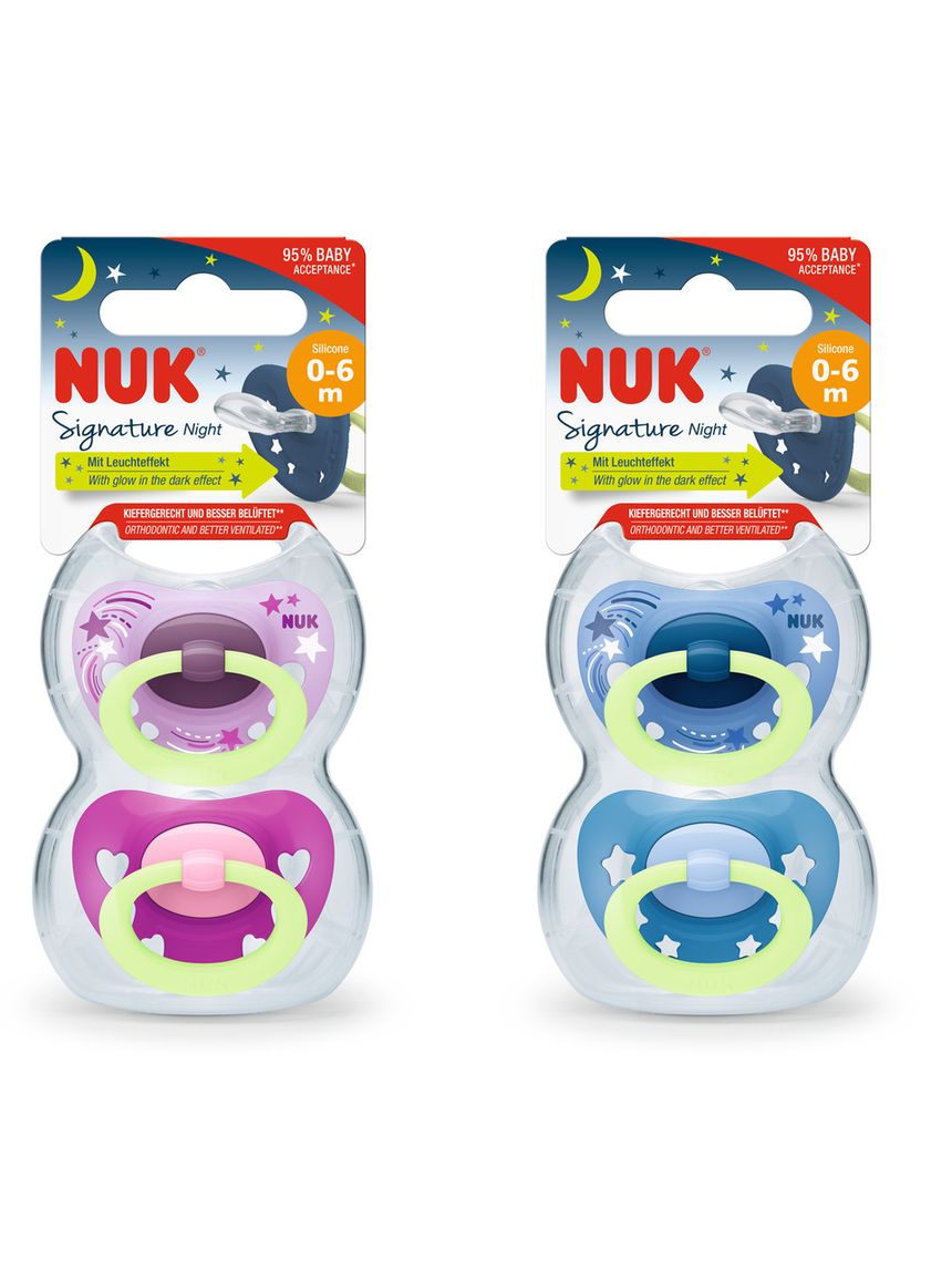 Succhietto signature night silc 0-6 2pz - colori assortiti  - nuk