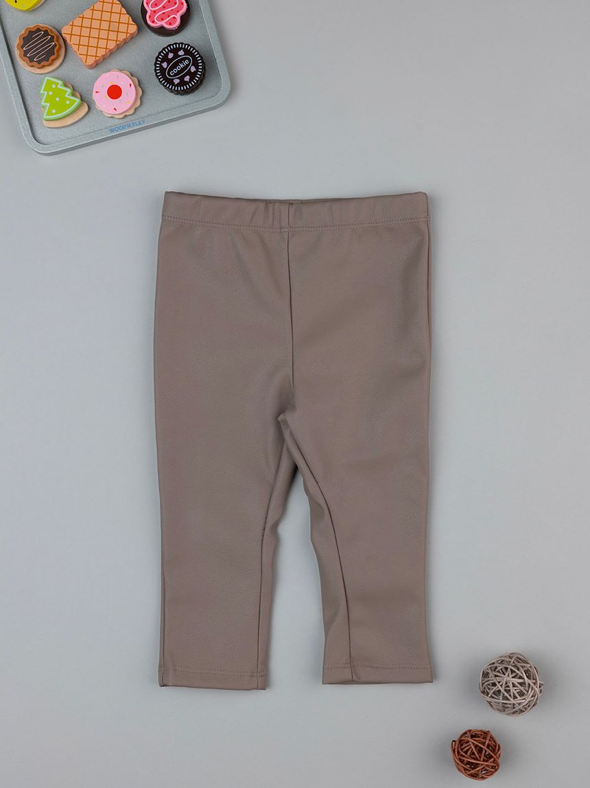 Legging ecopelle bimba marrone