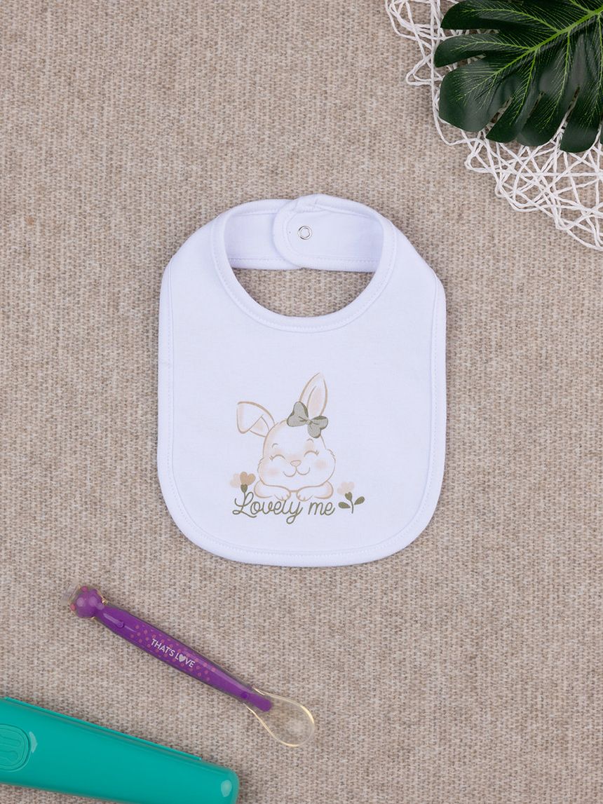 Bavaglino bimba bianco coniglietto