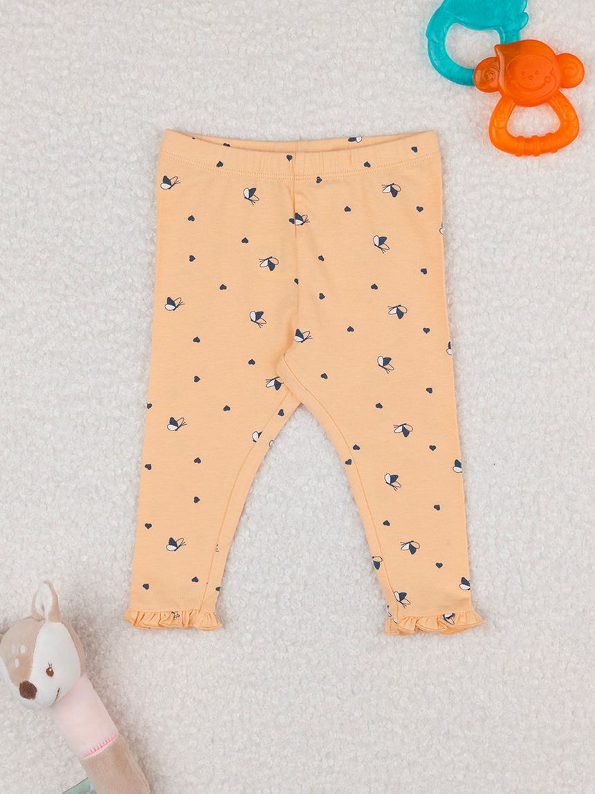 Legging bimba arancioni farfalle allover