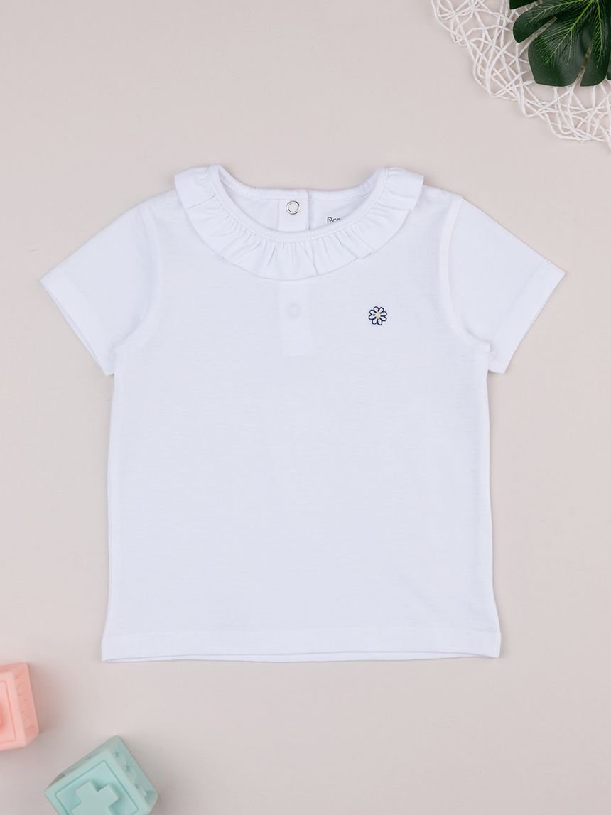 T-shirt bimba bianca margherita