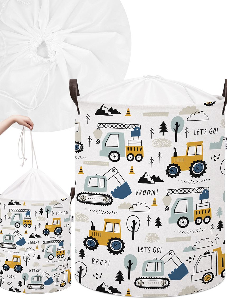 Cestino per giocattoli in cotone mini camion - chiusura a coulisse - 43 l - sipo