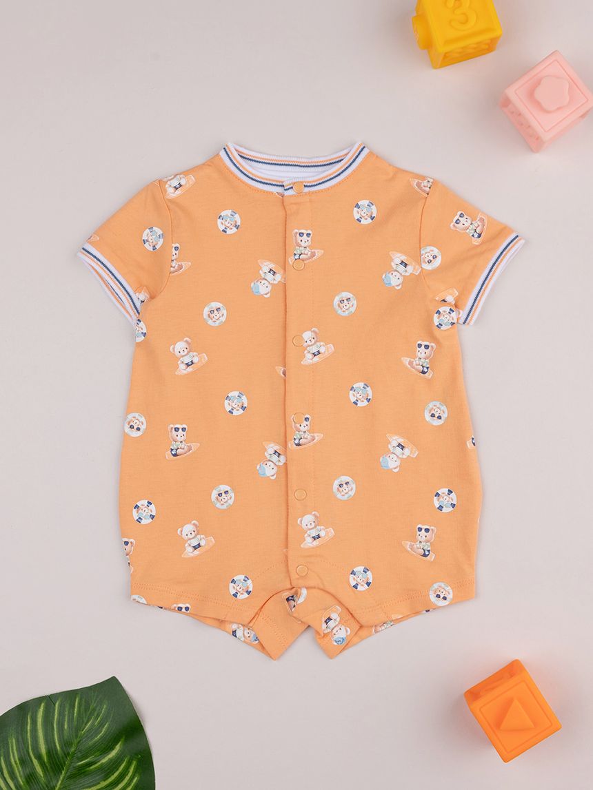 Pagliaccetto bimbo arancione stampa allover