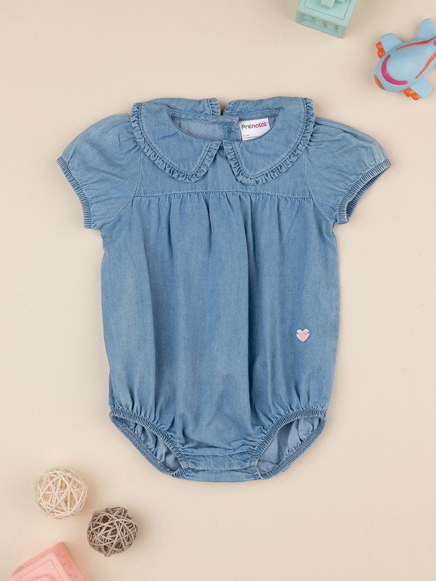 Pagliaccetto chambray bimba con colletto