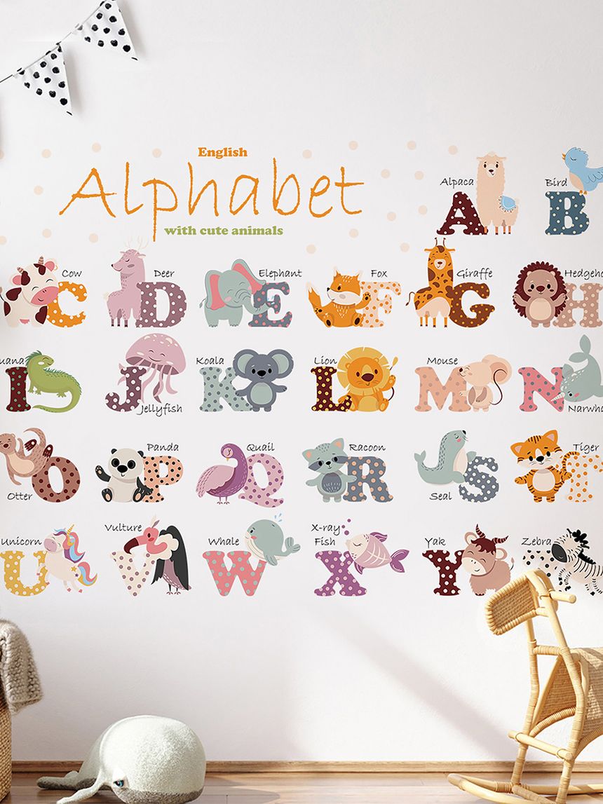 Adesivo decorativo da parete - alfabeto degli animali - autoadesivo - sipo