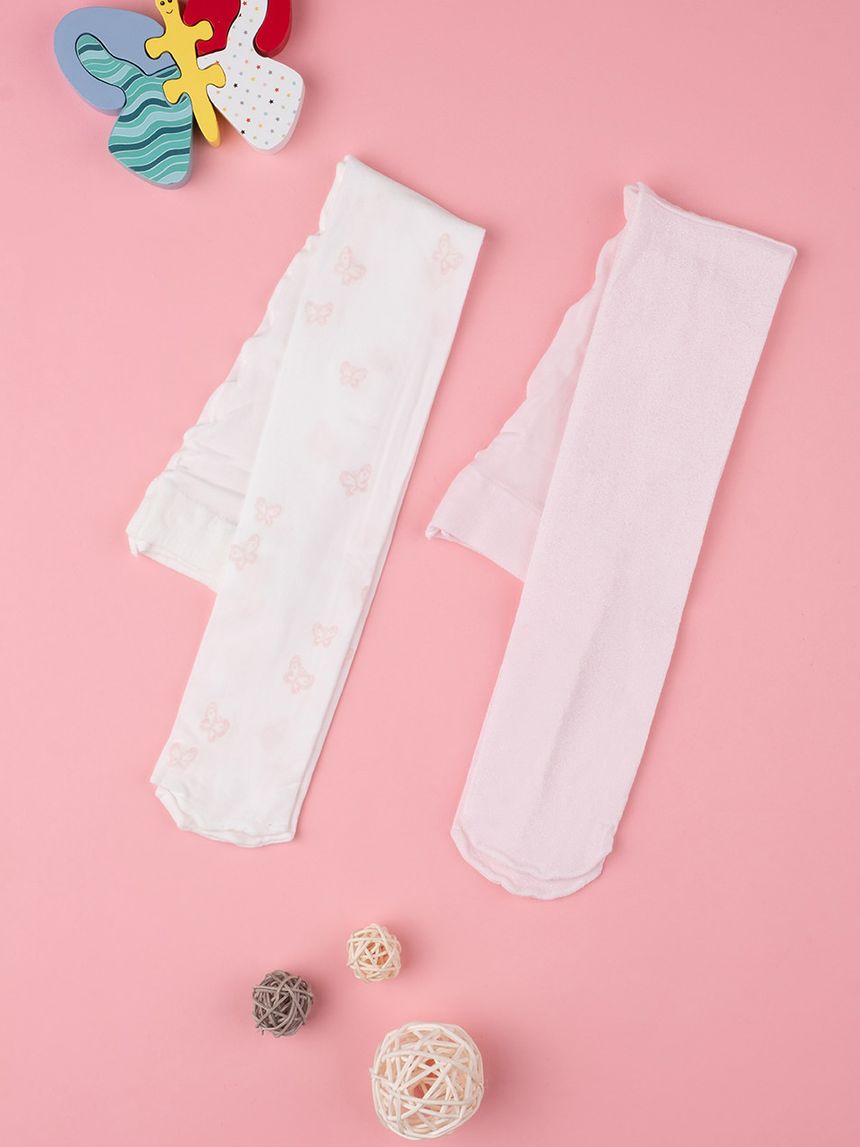 Collant microfibra white & pink