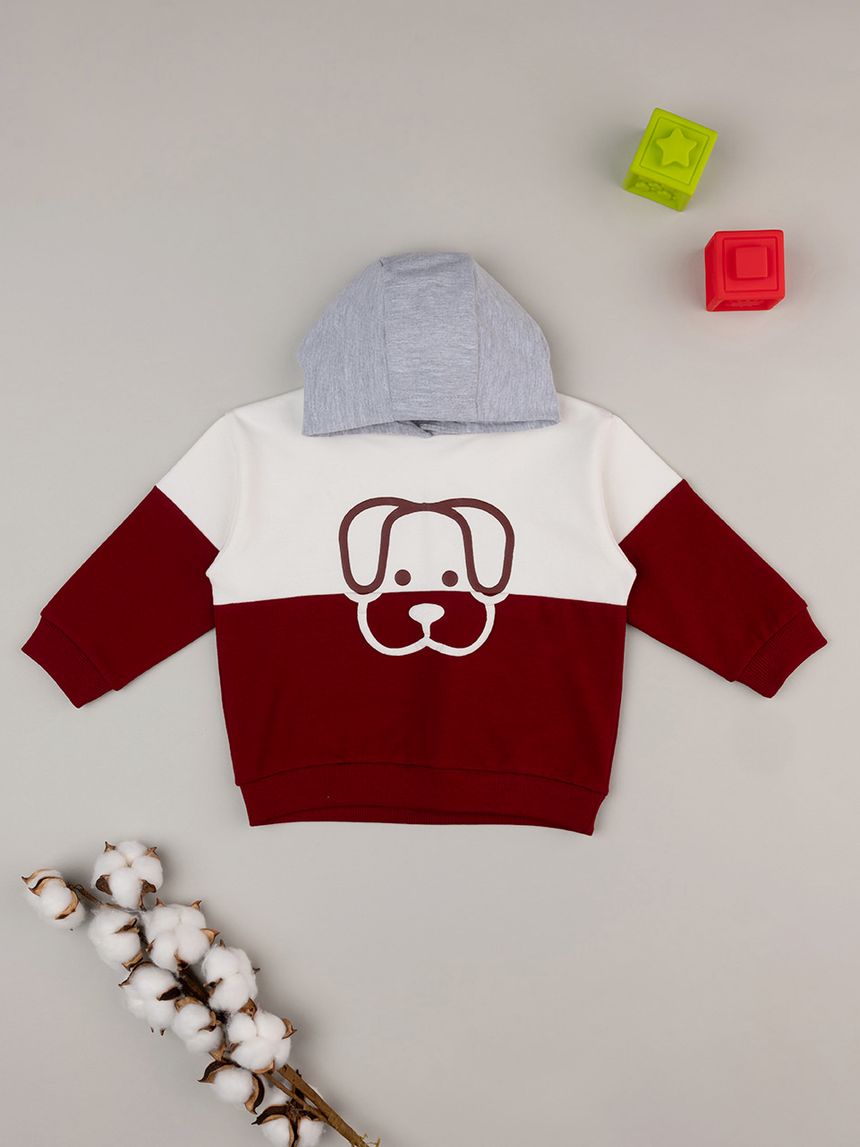 Felpa bimbo bordeaux stampata