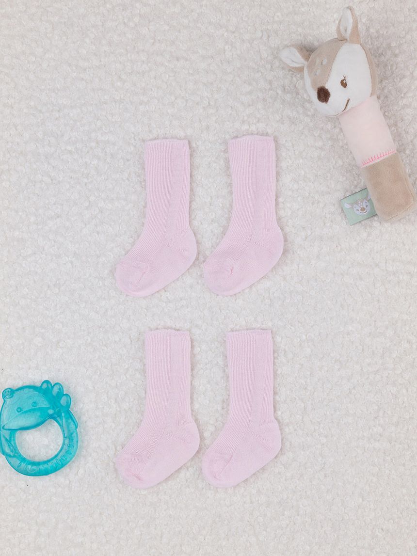 Pack 2 pezzi calzine primi giorni rosa - taglia unica