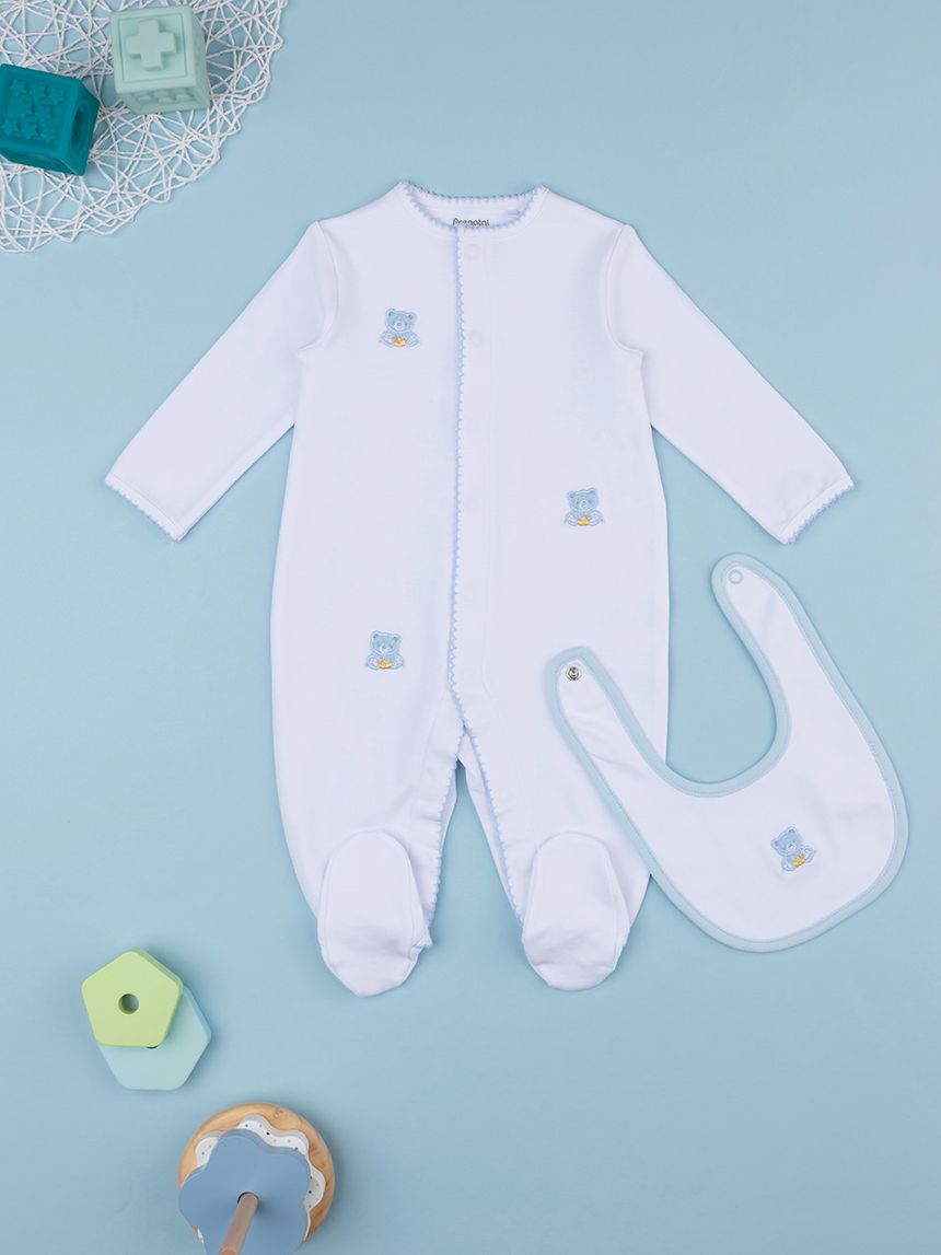 Completo tutina e bavetta bimbo con ricamo