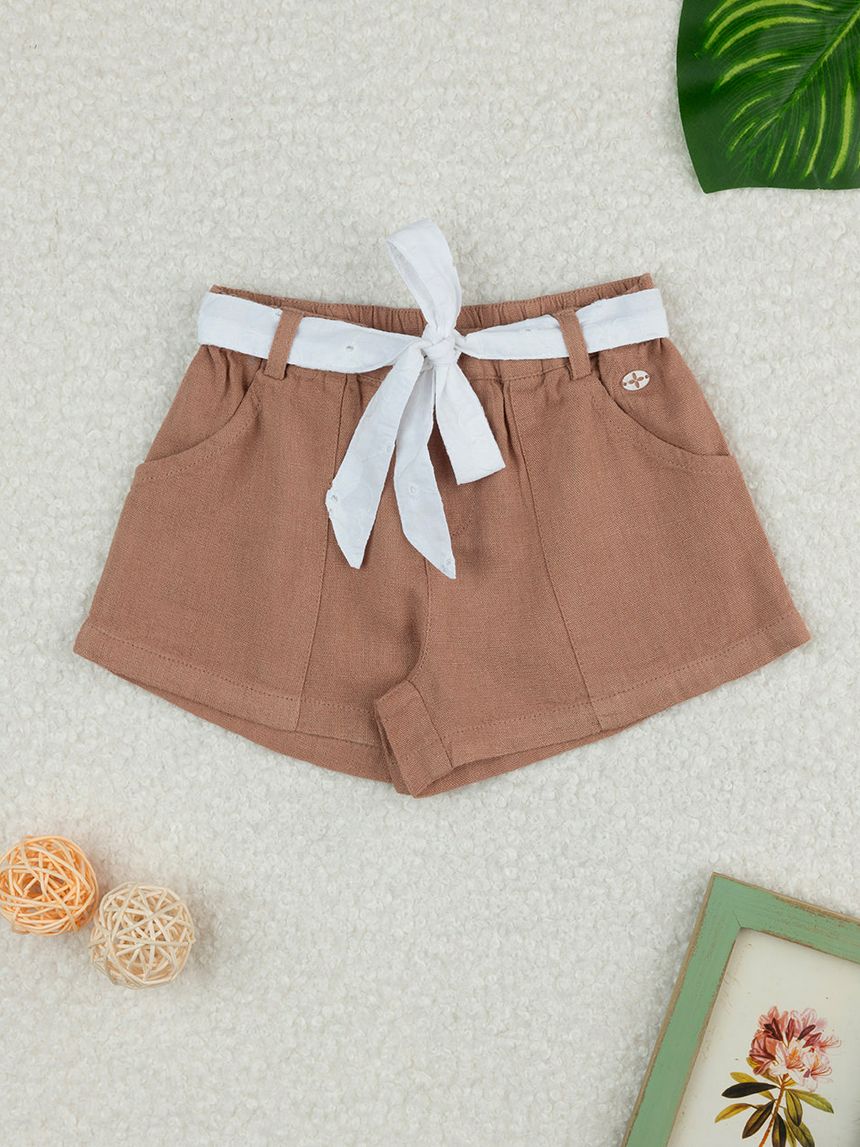 Shorts bimba marrone fusciacca bianca