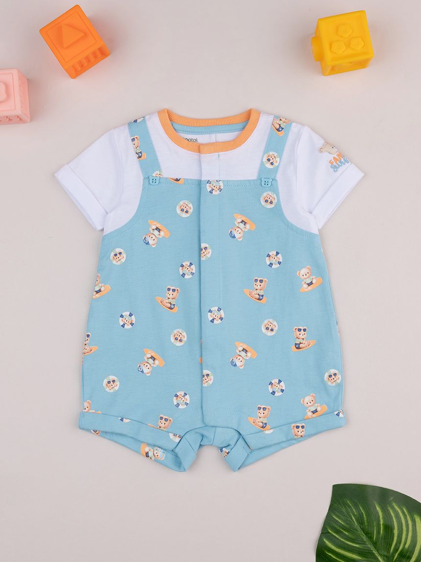 Pagliaccetto bimbo azzurro/bianco con stampa allover