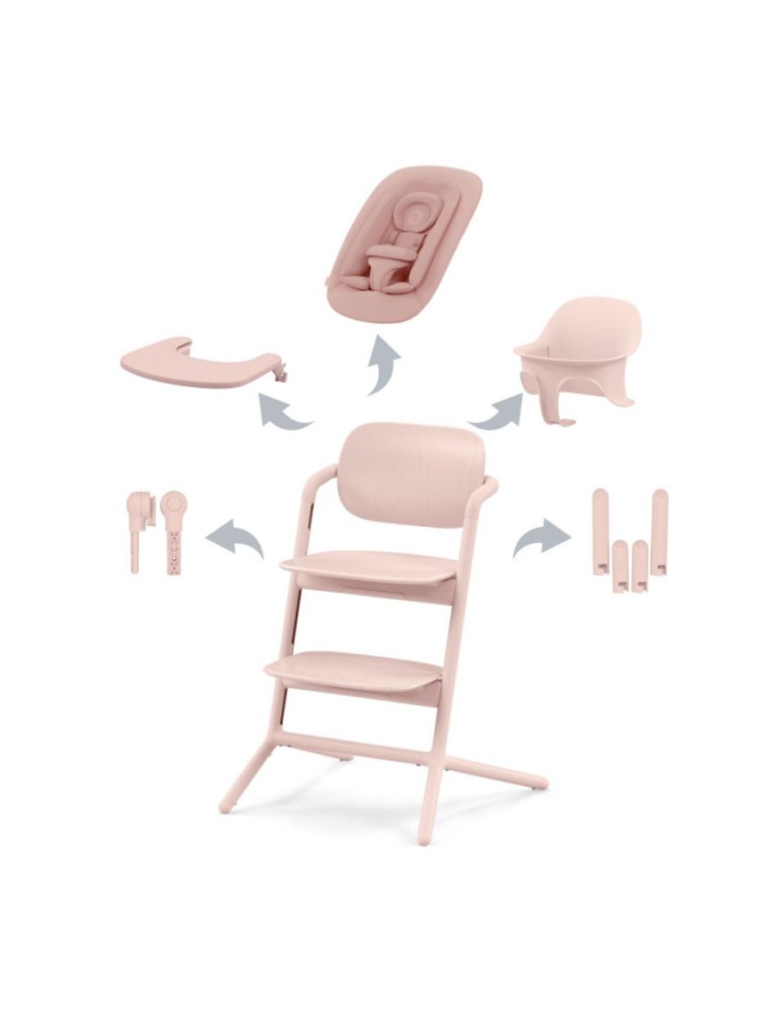 Lemo 4in1 sedia evolutiva con sdraietta e accessori pappa - pearl pink - cybex gold