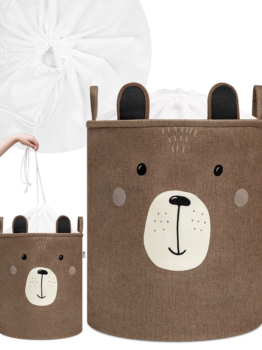 Cestino portaoggetti premium orso bruno xxl - chiusura a coulisse - 63 l - sipo