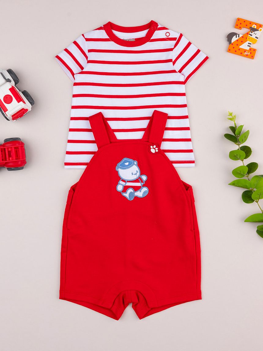 Completo corto bimbo rosso marinaretto