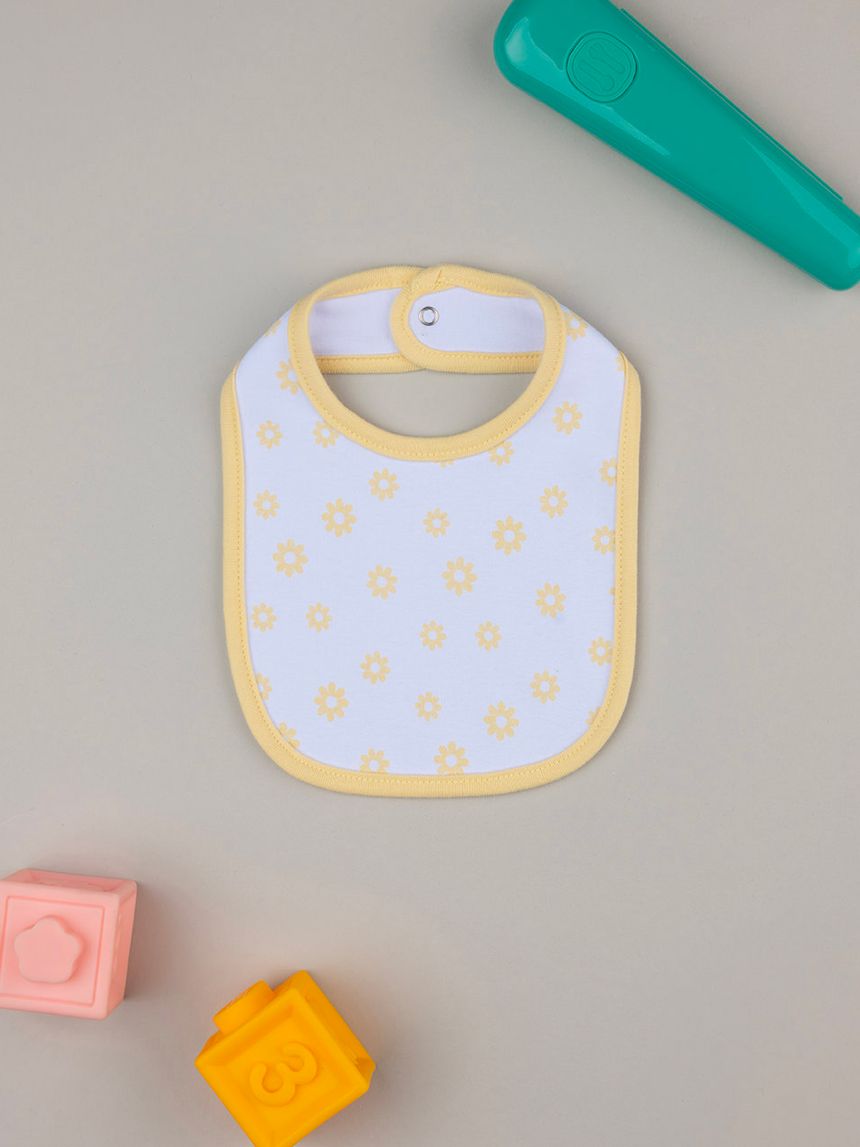 Bavaglino bimba bianco/giallo margherite