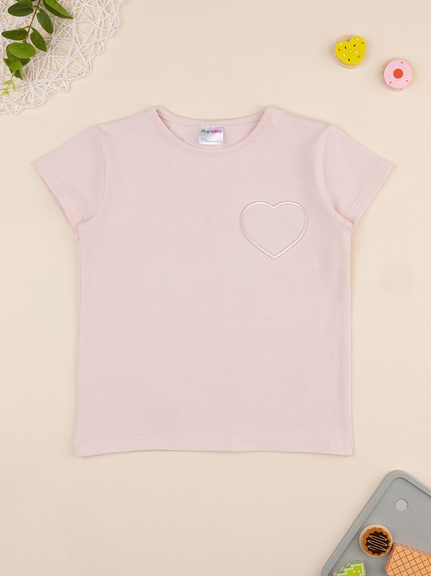 T-shirt bimba cuore rosa