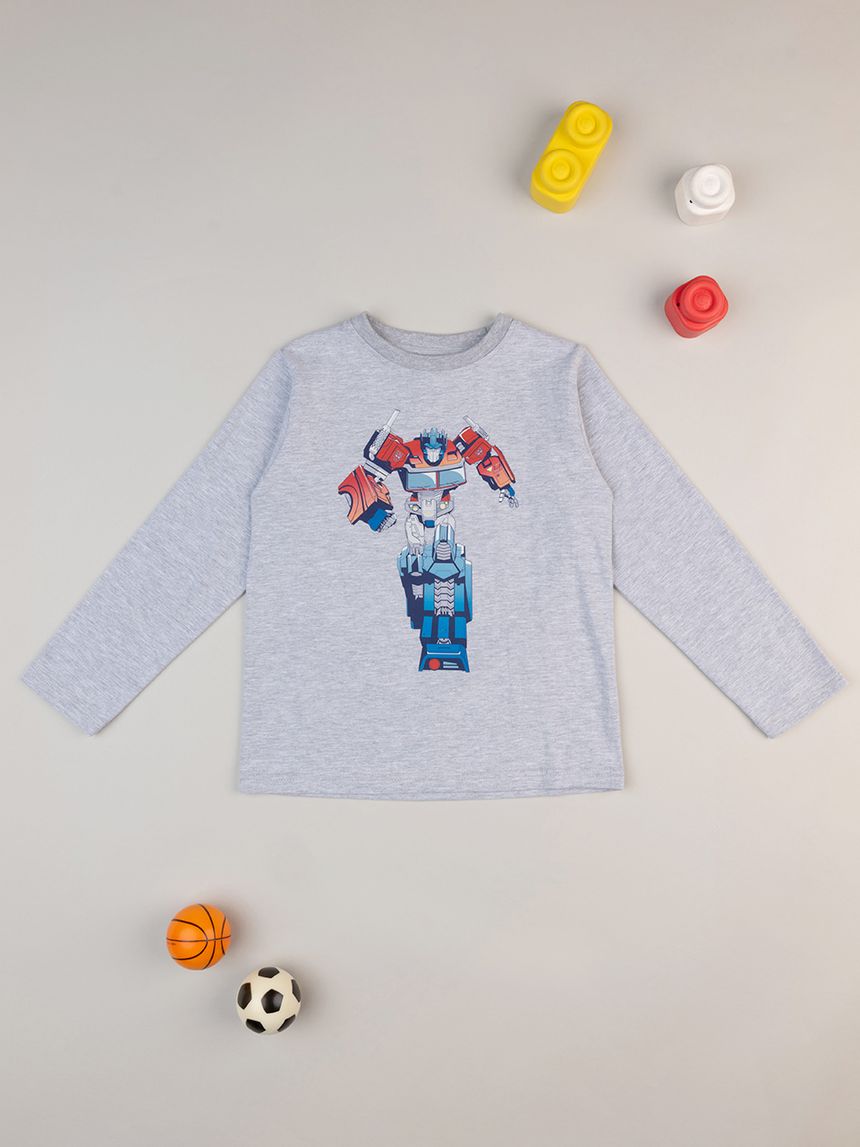 T-shirt bimbo grigia transformer