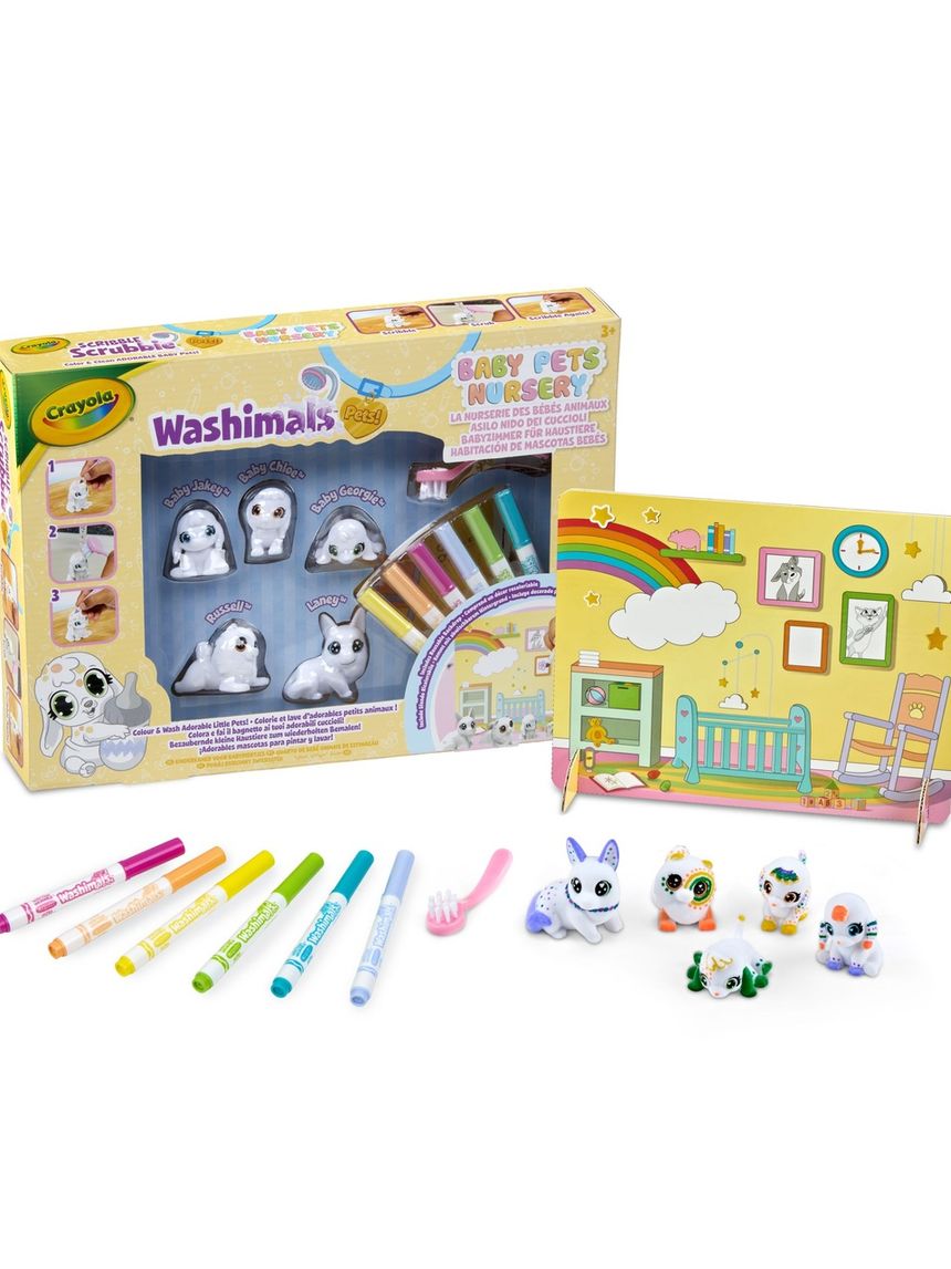 Washimals baby pets nursery, set asilo nido dei cuccioli - 3+  crayola