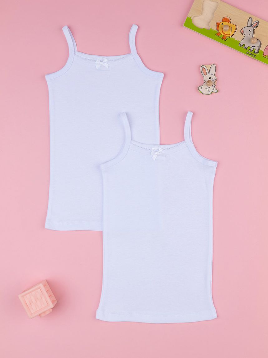 Pack 2 canotte intime bambina a spallina stretta