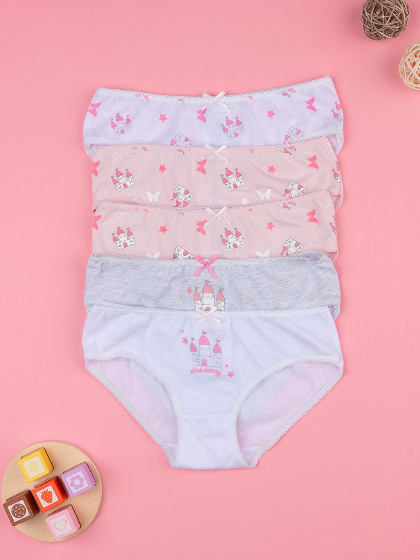 Pack 5 slip rosa bimba castilli