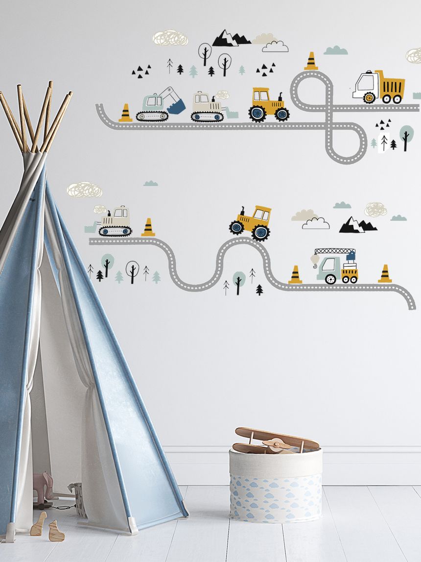 Adesivo decorativo da parete  -trattori in strada - autoadesivo - sipo