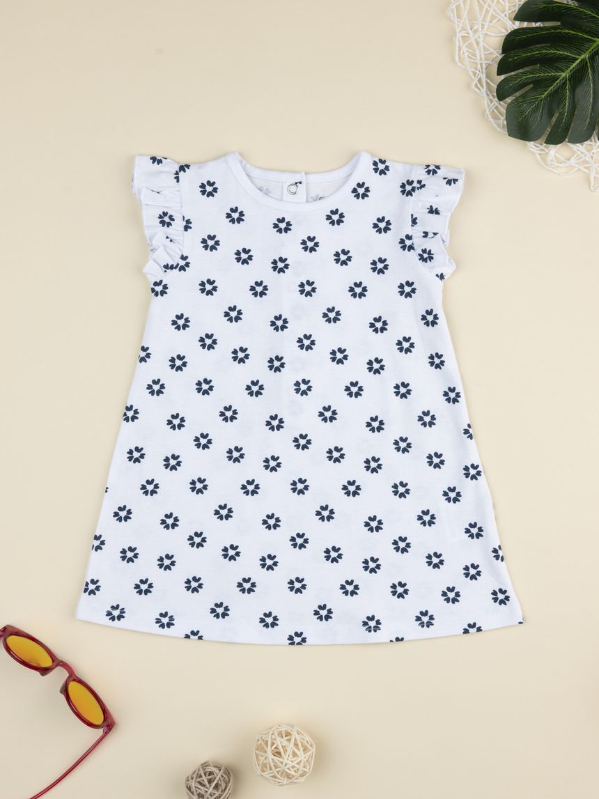 Abito bimba bianco/blu stampato